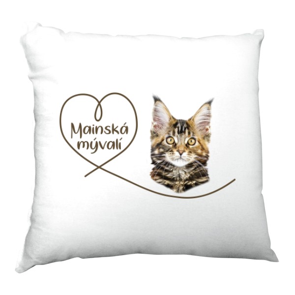 Polštář saténový s potiskem Mainská mývalí kočka